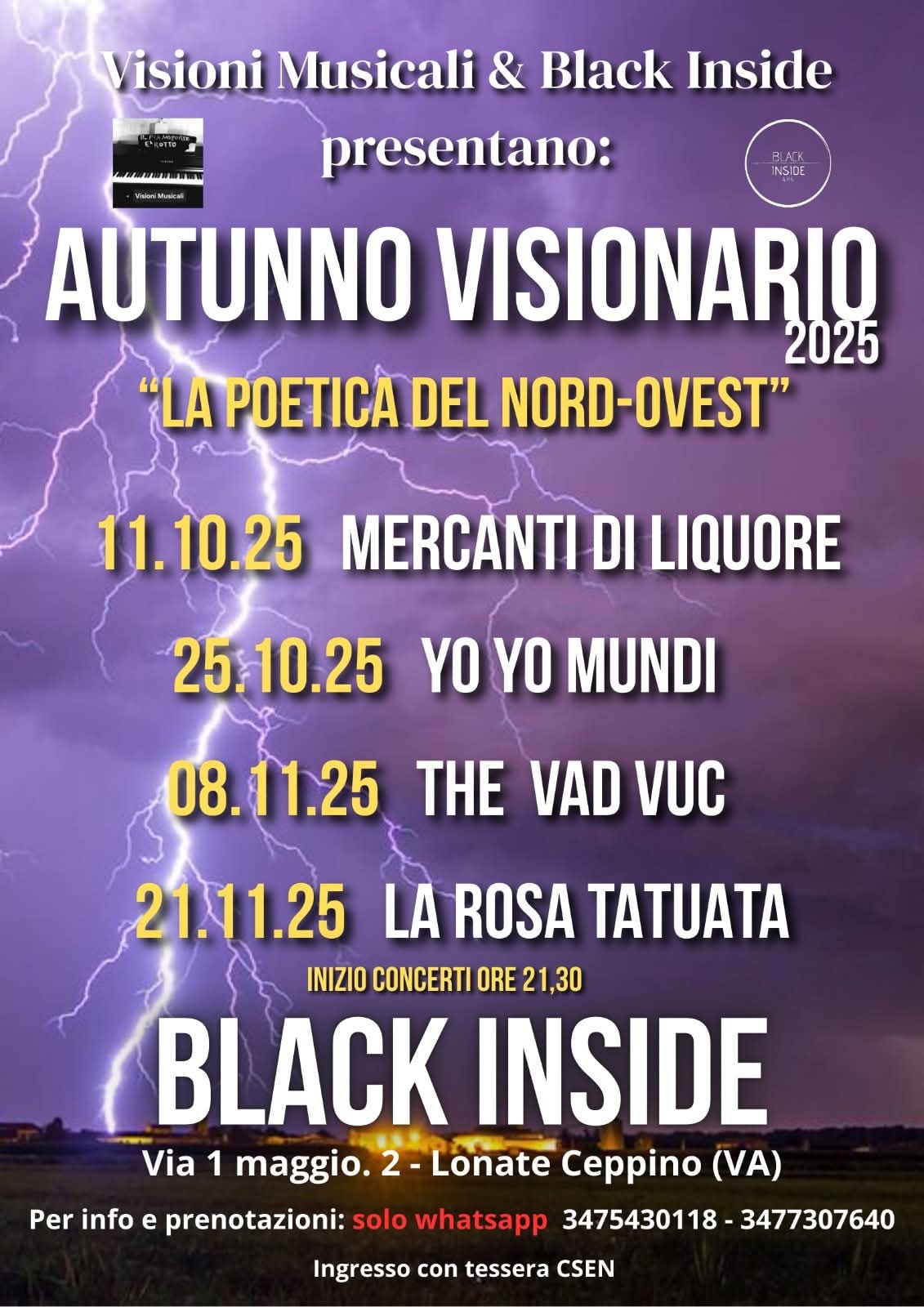 Al via la seconda edizione di AUTUNNO VISIONARIO intitolata LA POETICA DEL NORD OVEST con quattro storiche band italiane in cartellone